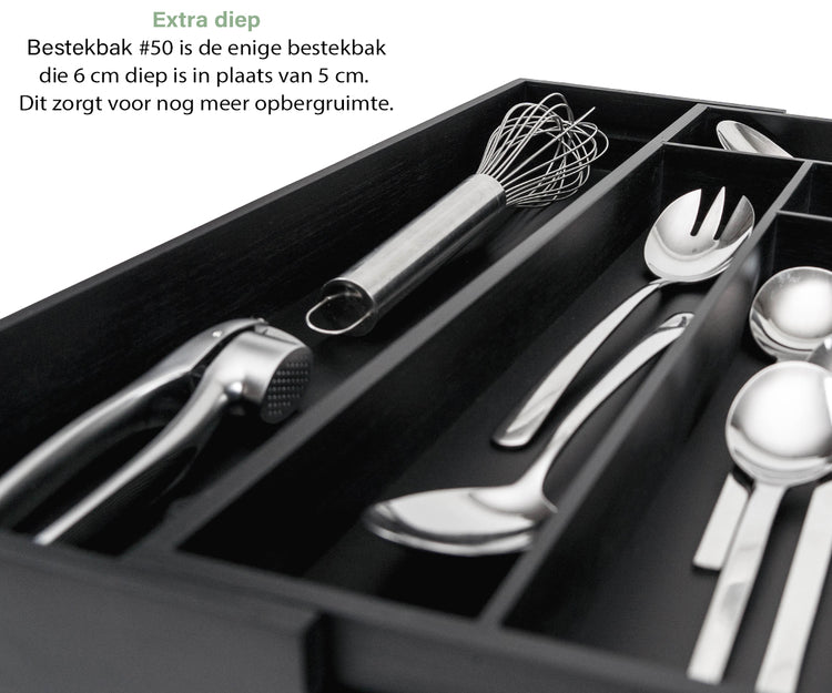 Houten bestekbak zwart
