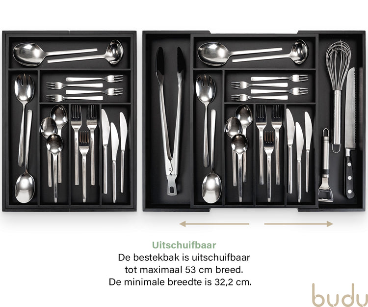 houten bestekbak zwart
