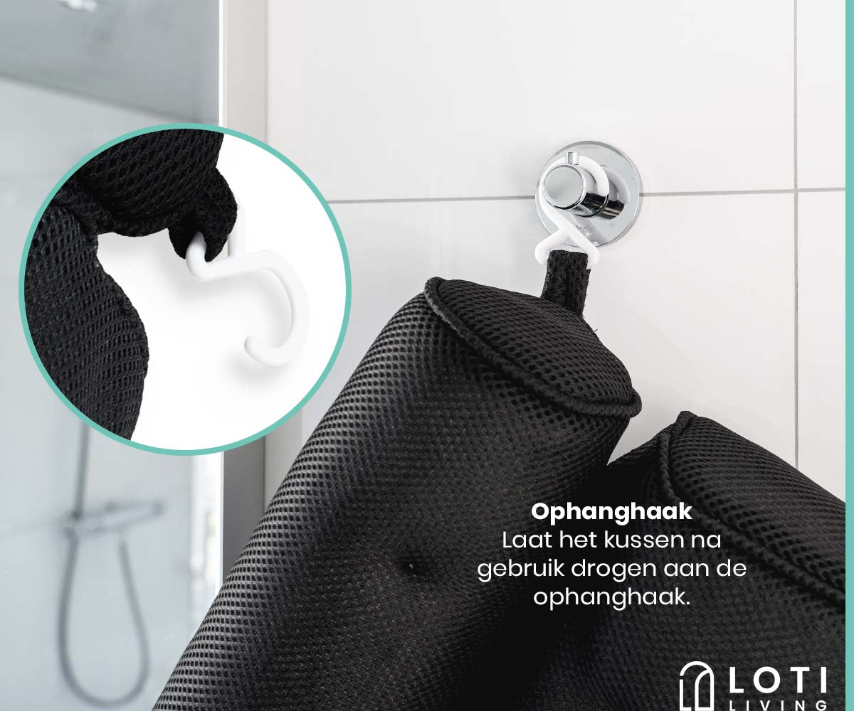 Zwart badkussen details