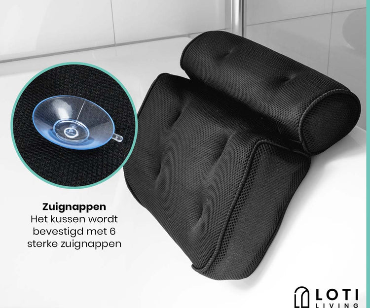 Badplank comfort + badkussen zwart (giftset)