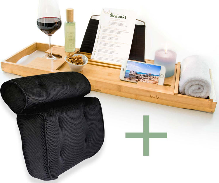 Badplank deluxe + badkussen zwart (giftset)