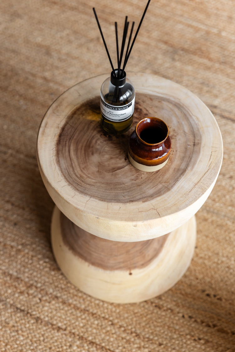 Houten bijzettafel - rond - naturel