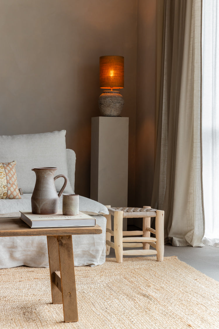 Houten krukje Ibiza stijl - beige