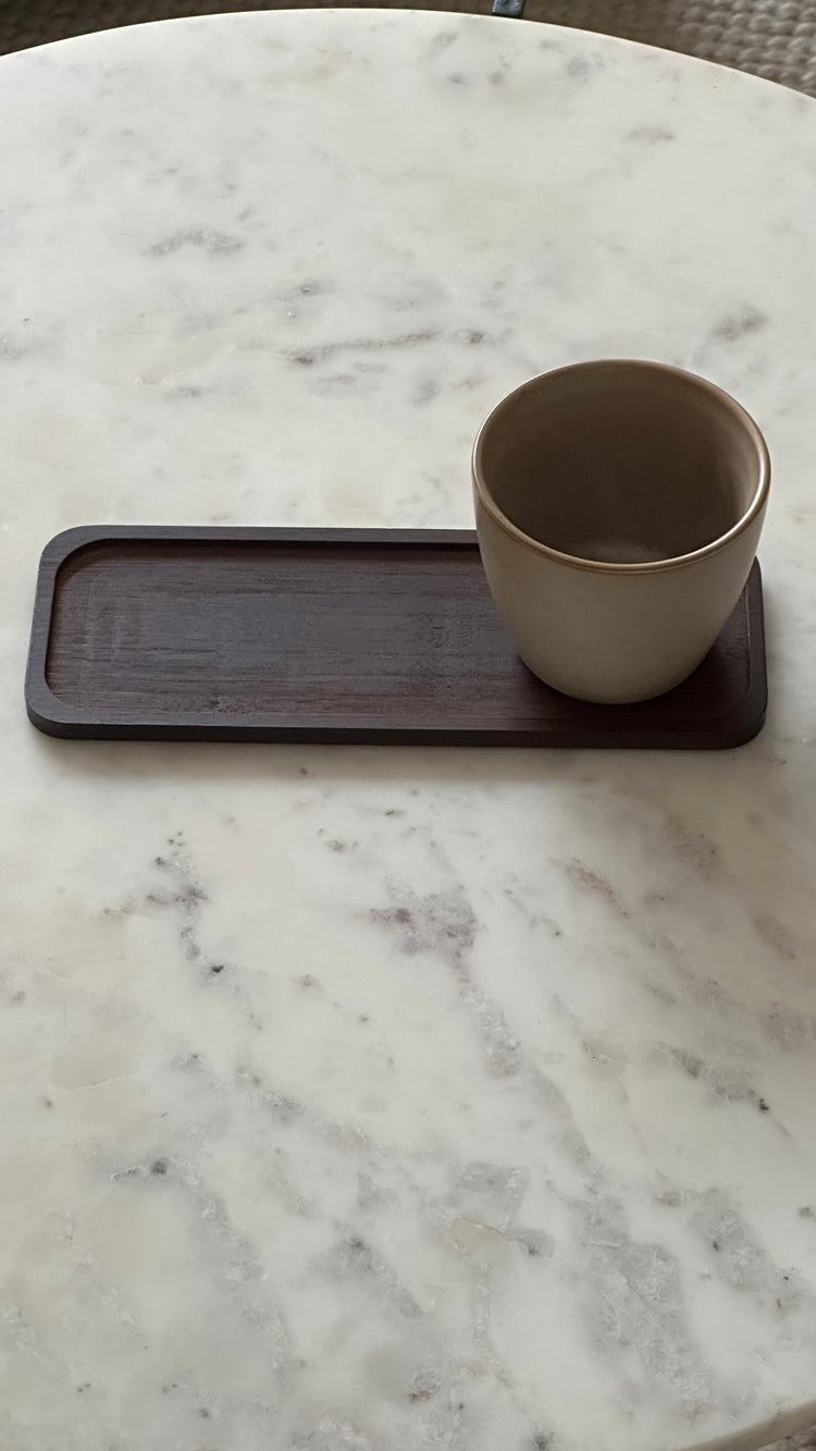 Mini koffie serveerplankje - Walnoot kleur