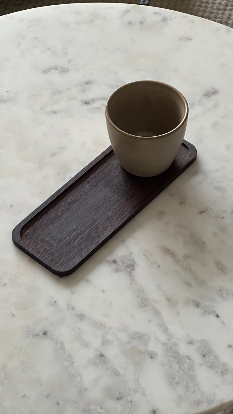 Mini koffie serveerplankje - Walnoot kleur