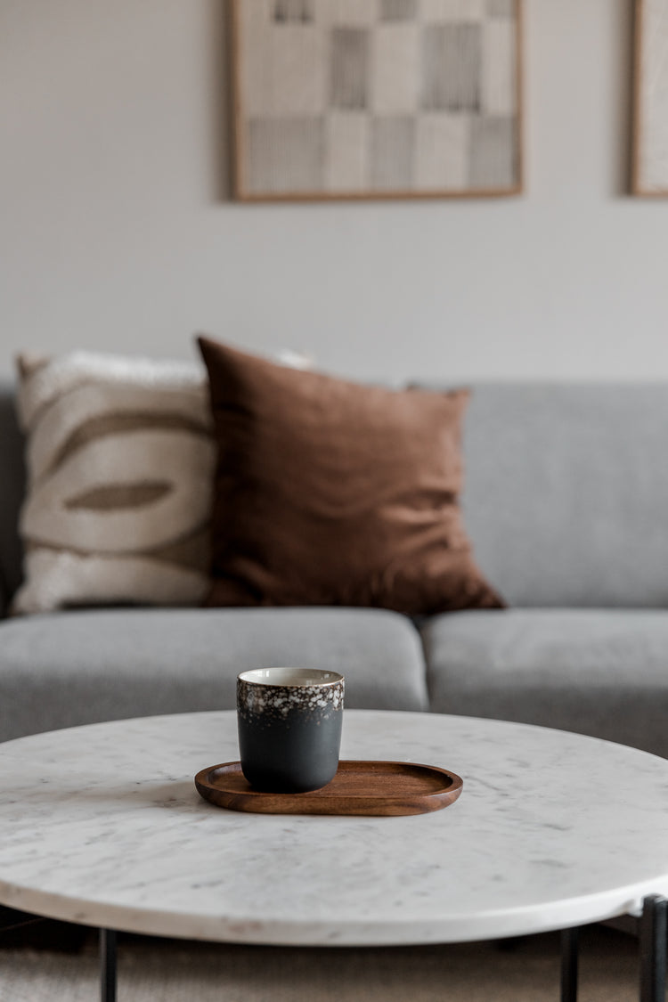 Set van mini serveerplankjes koffie - walnoot (4 stuks)