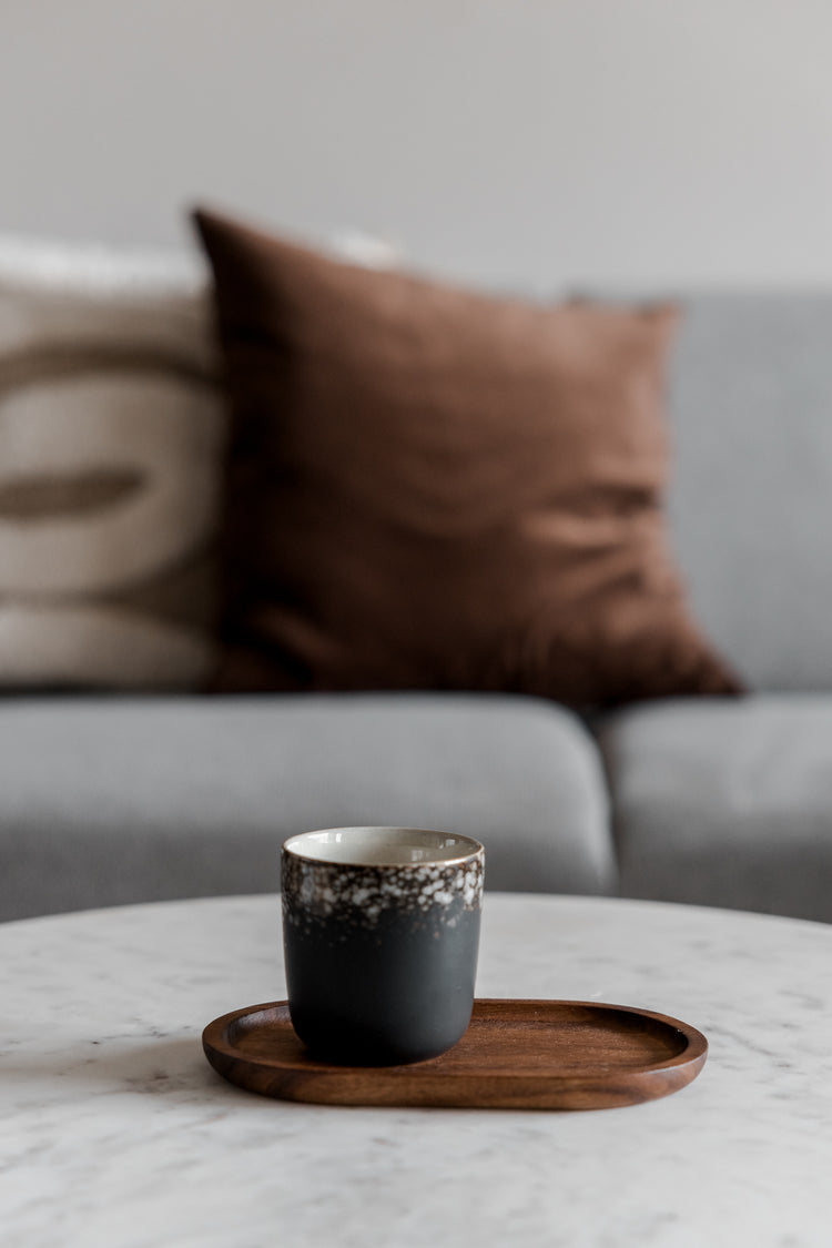 Set van mini serveerplankjes koffie - walnoot (4 stuks)