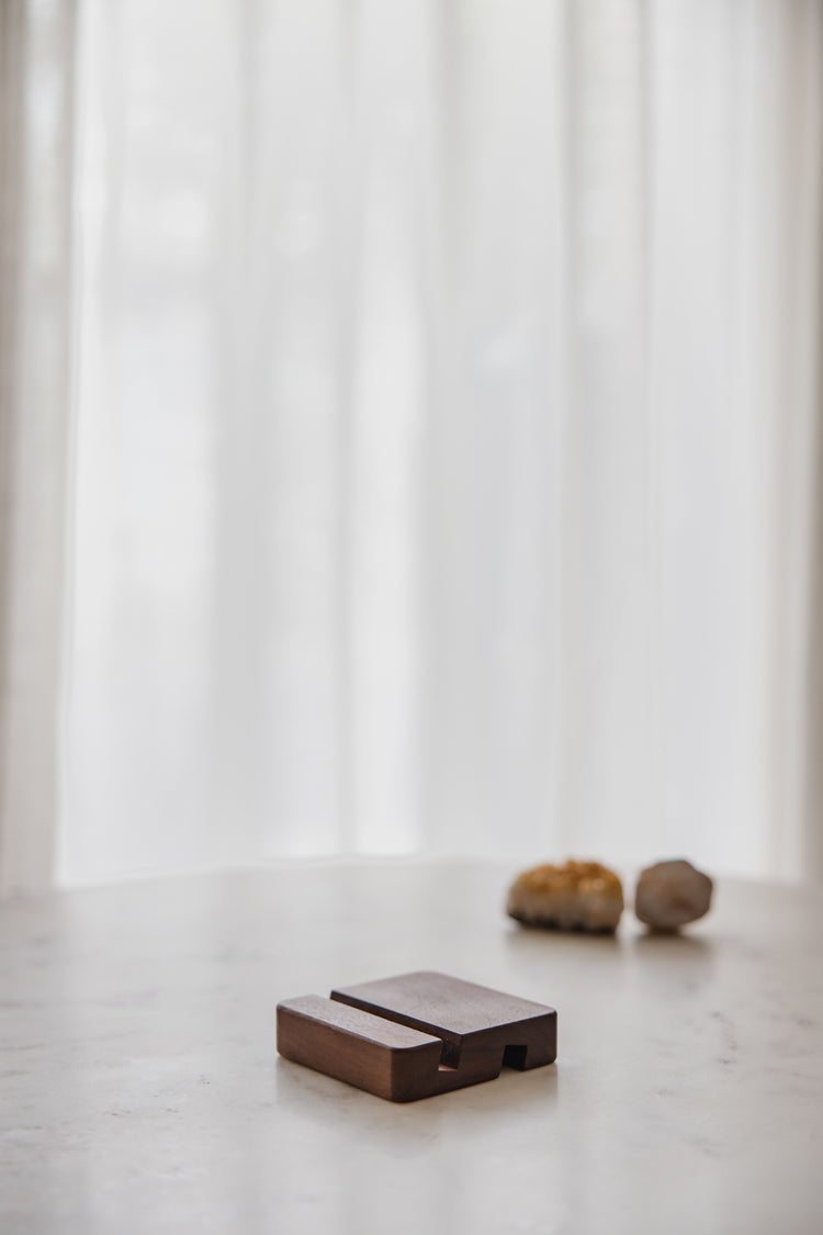 Houten telefoon houder bureau walnoot