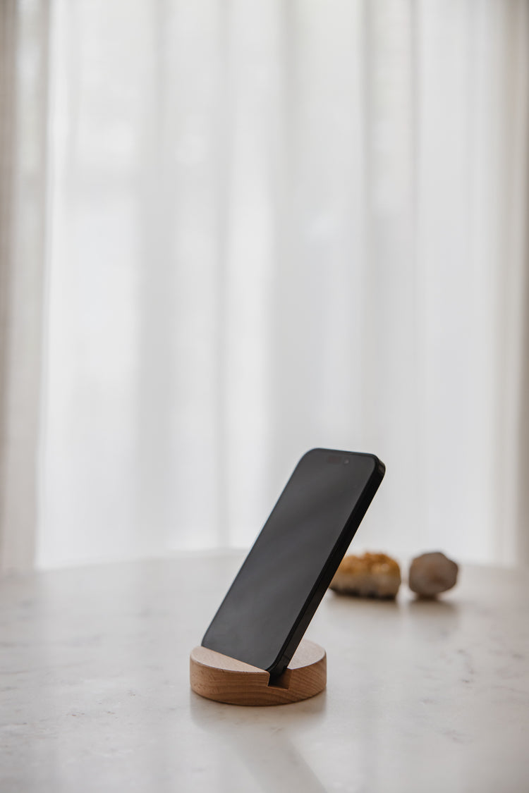 houten telefoon houder bureau rond