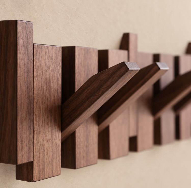 Houten kapstok wand japandi