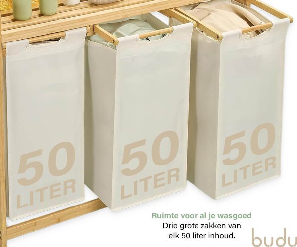 Bamboe wasmand met drie vakken