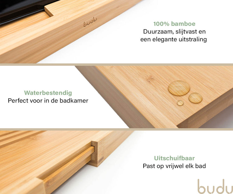 Luxe badplank van bamboe - 70 tot 105 cm