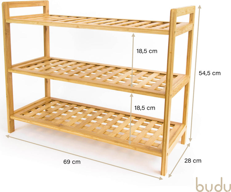 Schoenenrek hout - 3 niveaus