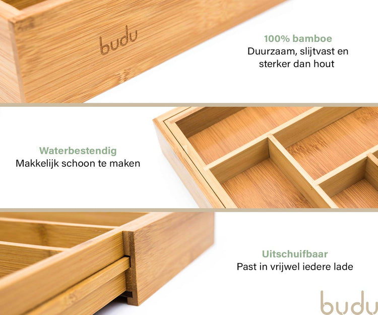 bamboe bestekbak uitschuifbaar