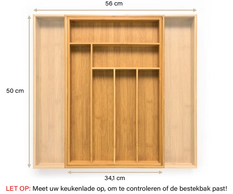 50 cm uitschuifbare bestekbak