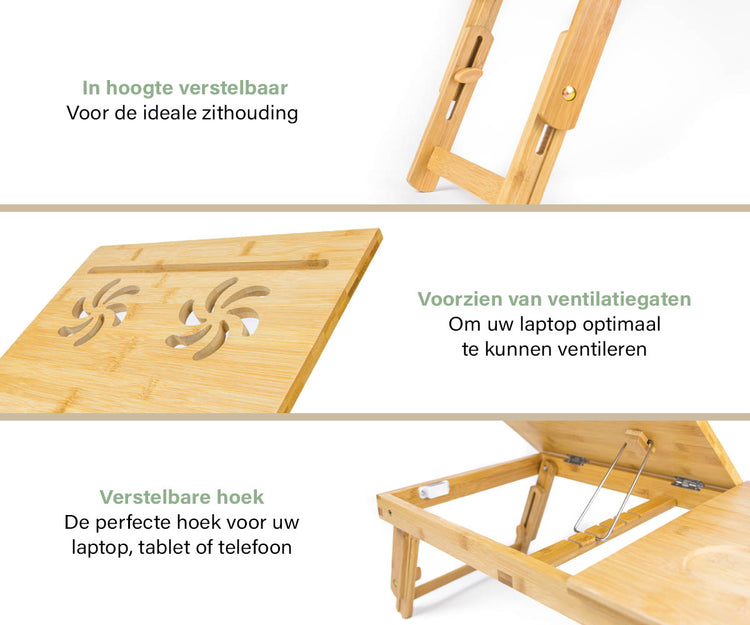 Bamboe laptophouder - laptop tafel - bedtafel