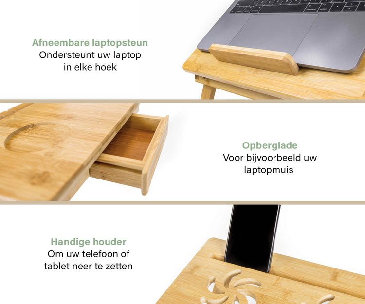 Bamboe laptophouder - laptop tafel - bedtafel