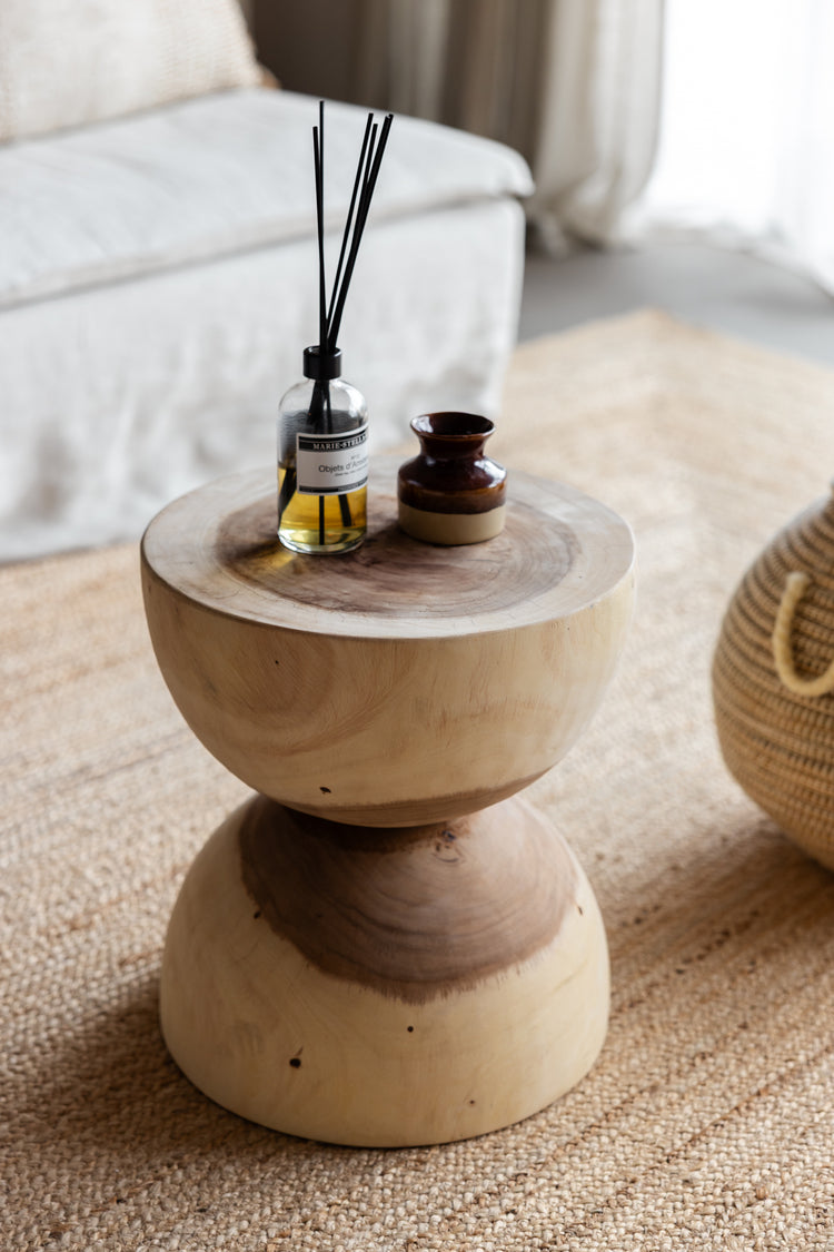 Houten bijzettafel - rond - naturel