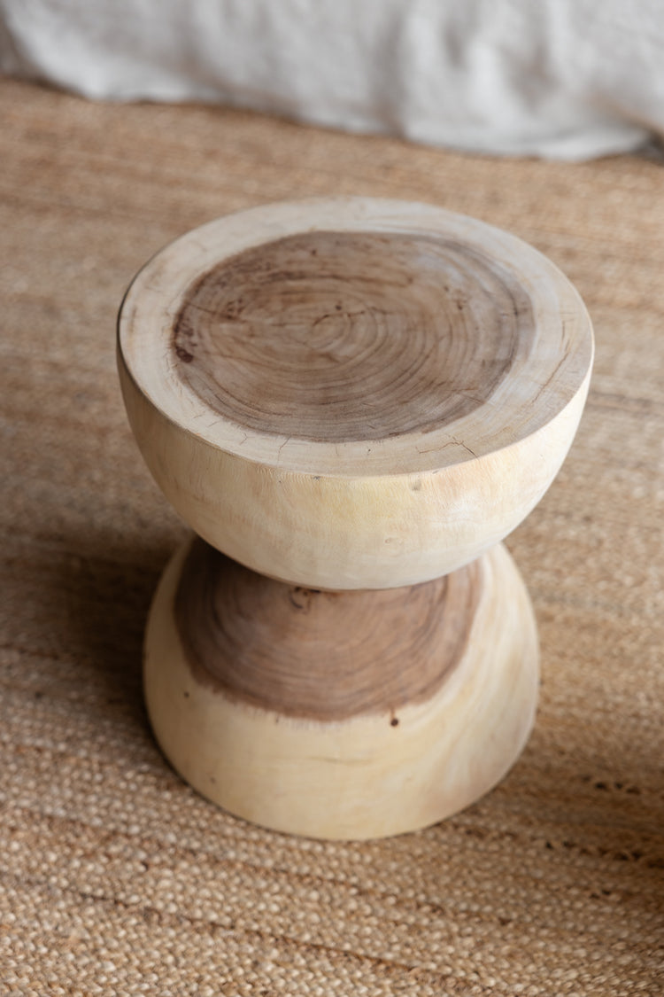 Houten bijzettafel - rond - naturel