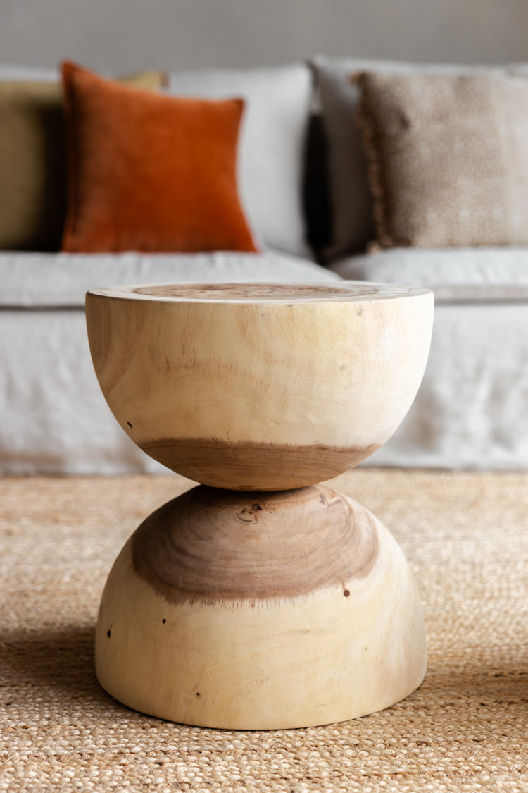 Houten bijzettafel - rond - naturel
