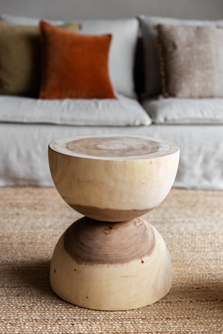Houten bijzettafel - rond - naturel