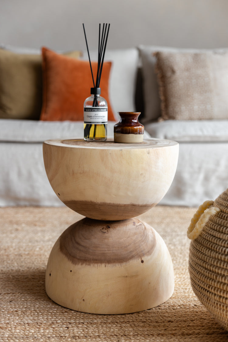 Houten bijzettafel - rond - naturel