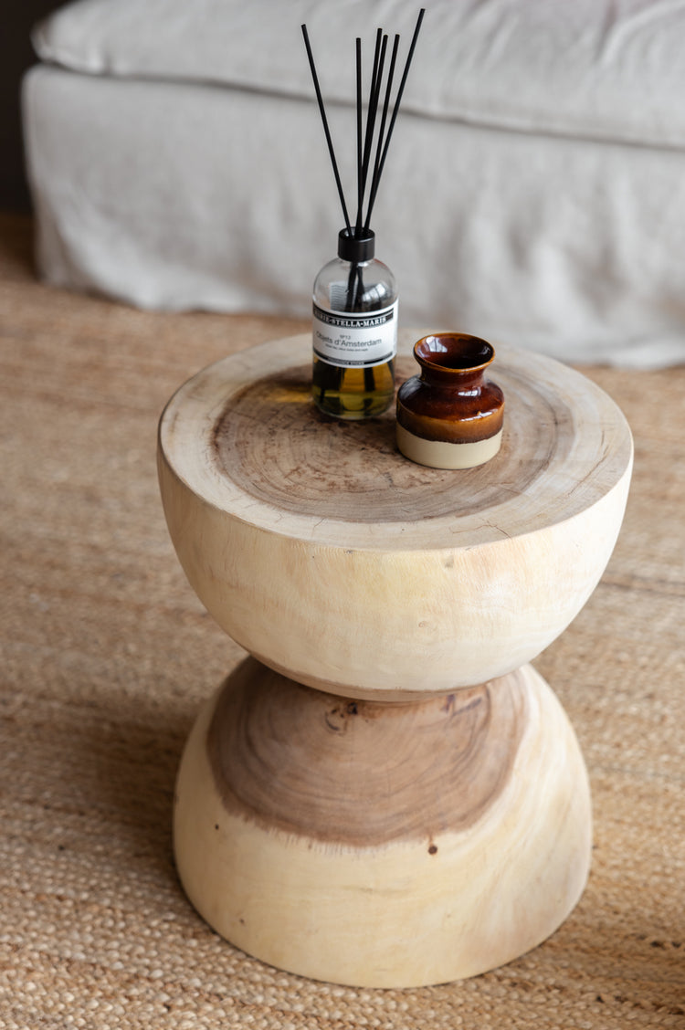 Houten bijzettafel - rond - naturel