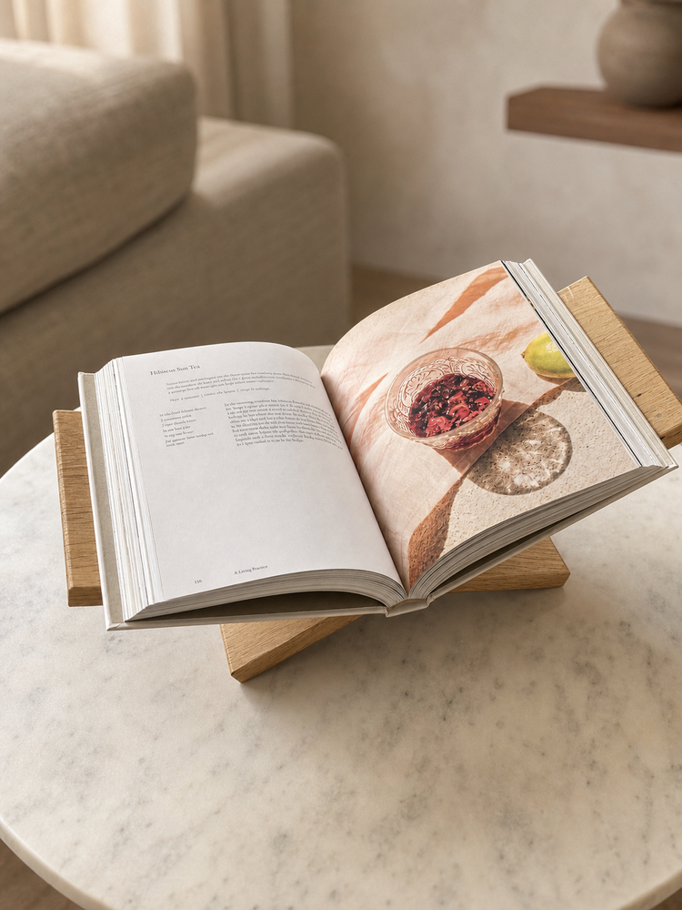 Houten boekenstandaard