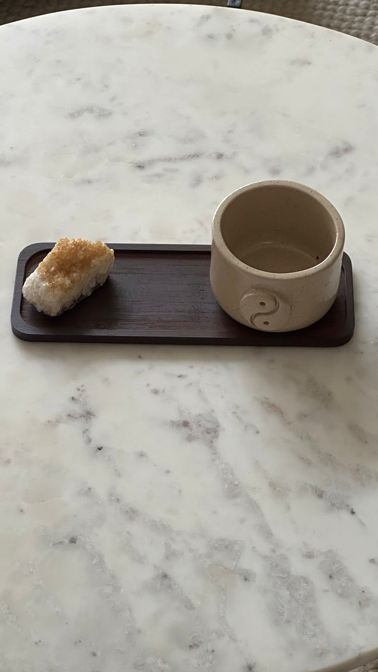 Mini koffie serveerplankje - Walnoot kleur