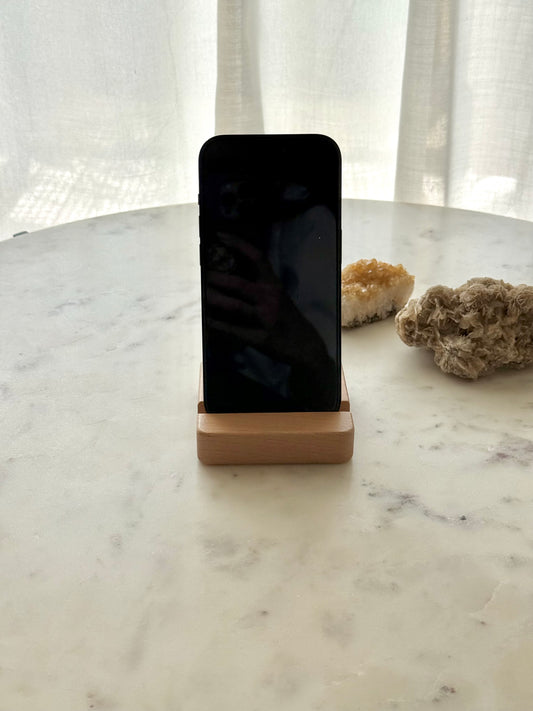houten telefoonhouder naturel kleur