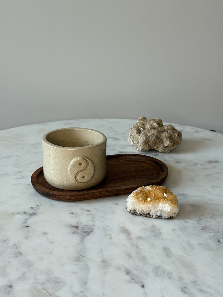 Set van luxe mini serveerplankjes koffie - walnoot (4 stuks)