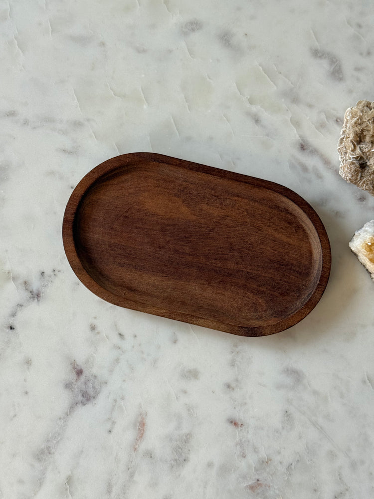 Set van luxe mini serveerplankjes koffie - walnoot (4 stuks)
