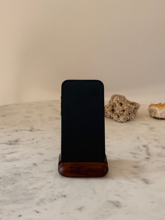 Houten telefoonhouder walnoot kleur - rond