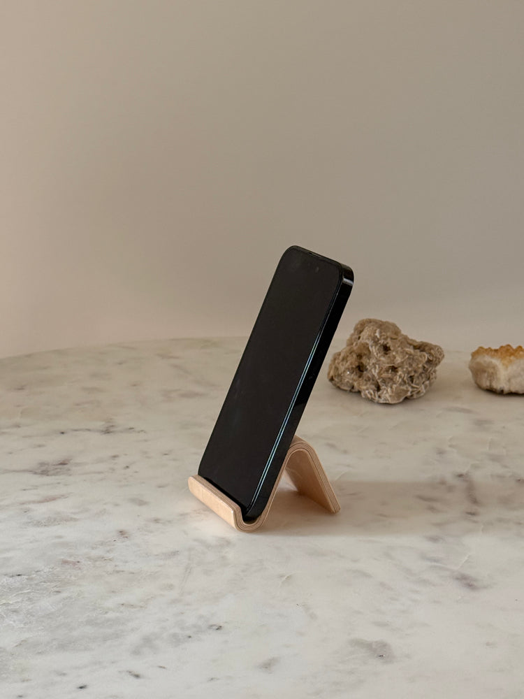 houten telefoonhouder