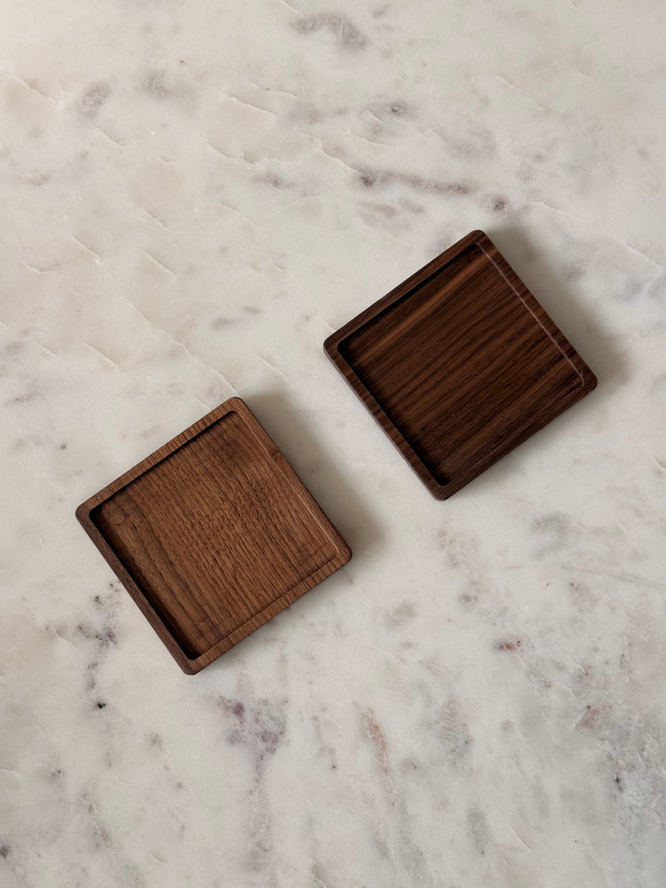 Vierkante onderzetter walnoot hout