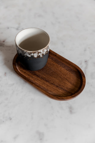 Set van mini serveerplankjes koffie - walnoot (4 stuks)