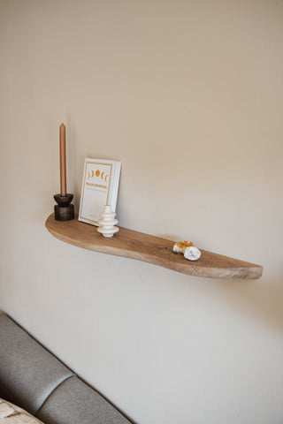 Eiken houten zwevende wandplank organisch/ rond - Yuga collectie - Naturel kleur - 90 cm