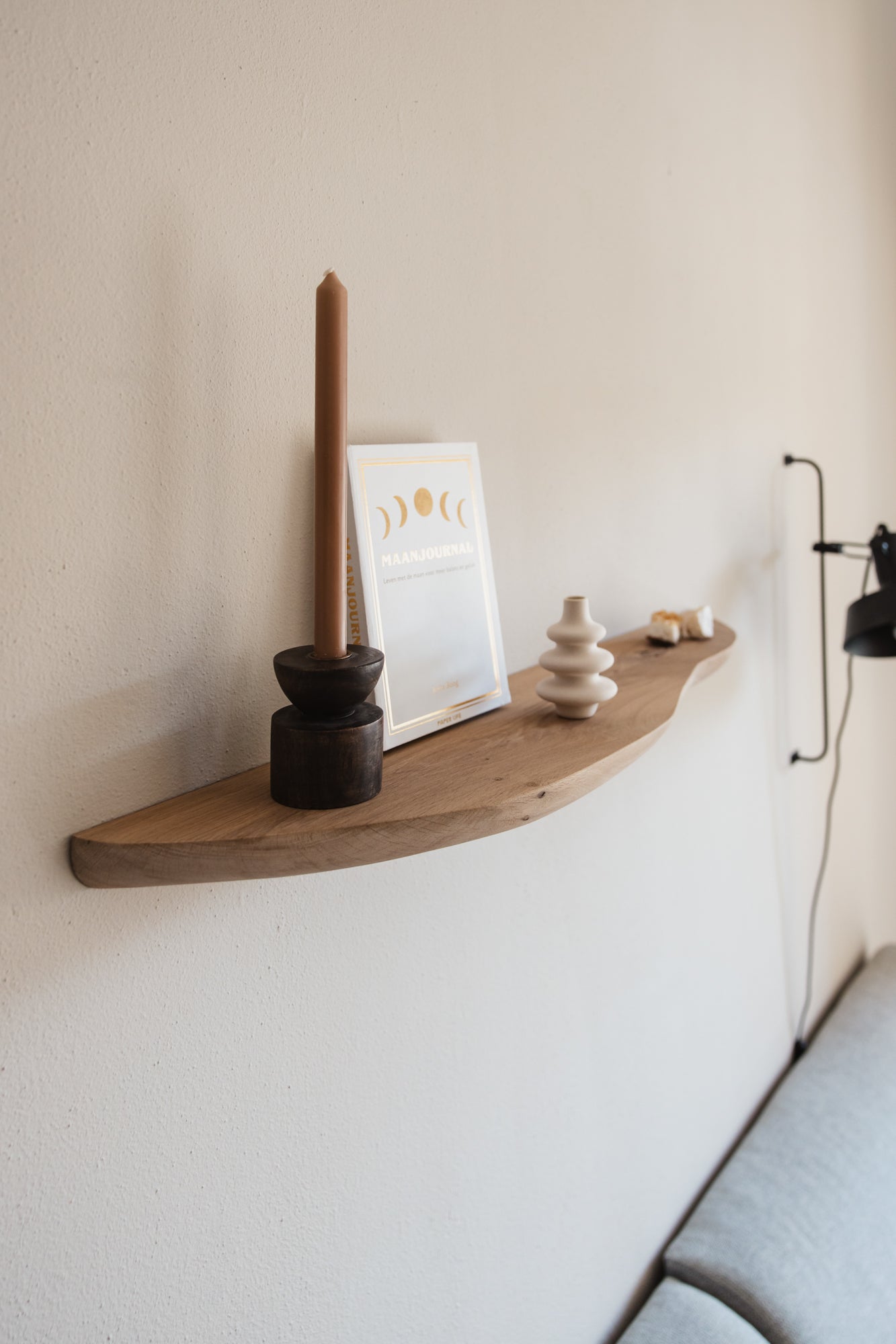 eiken wandplank rond