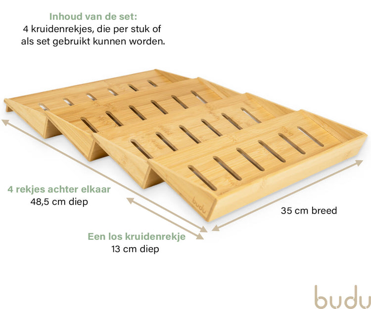 Houten kruidenrek - 4 stuks