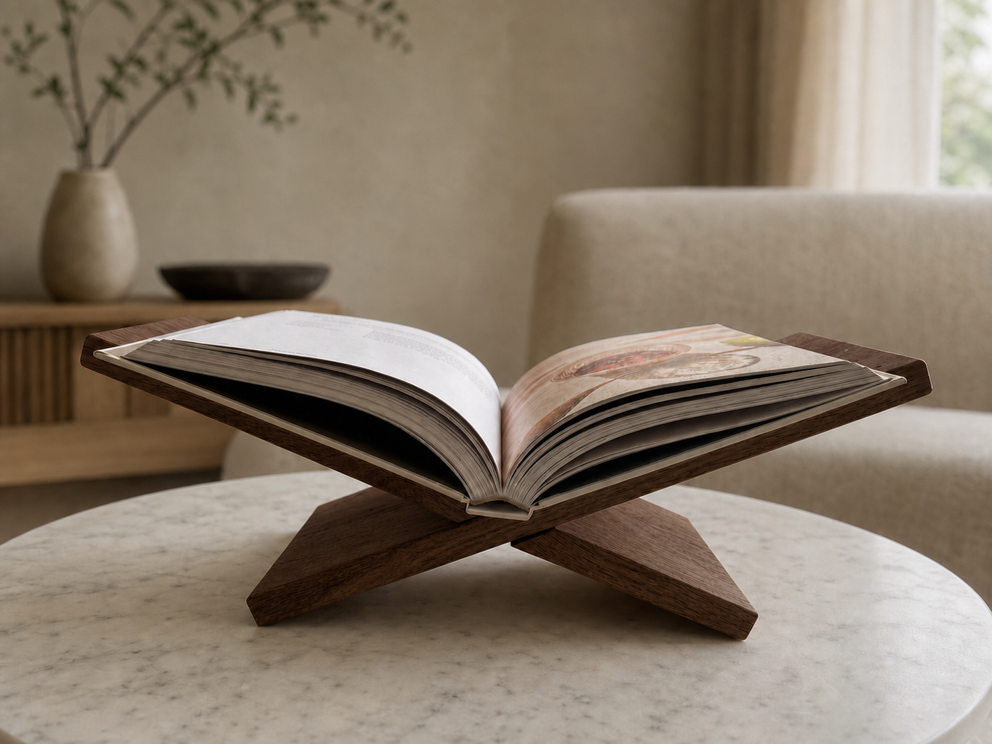 Eikenhouten boekenstandaard japandi